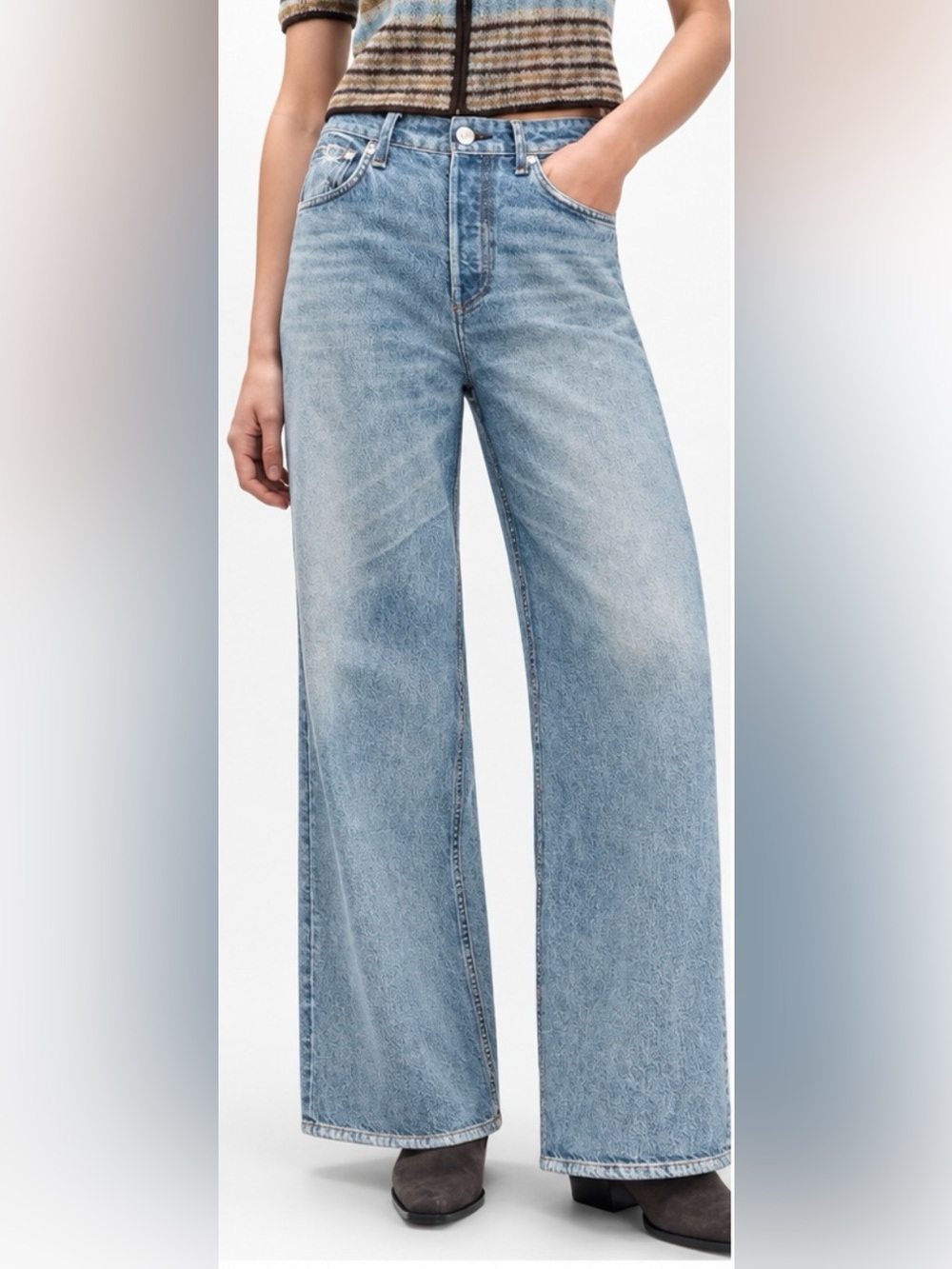 Rag & Bone Miramar Sofie Wide Leg Sweatpant Jeans Rally Size 31 Trompe L’Oeil